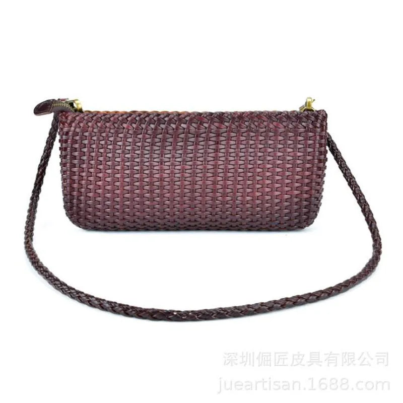 Leather woven handbags