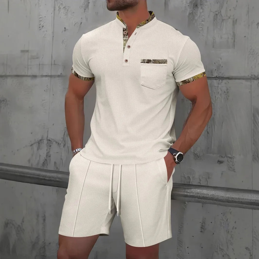 Men's Waffle Zip-Up Summer Set