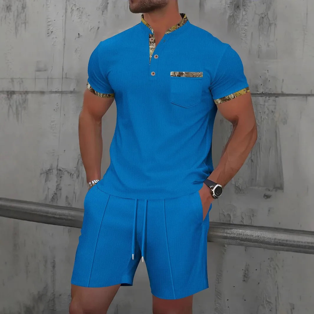 Men's Waffle Zip-Up Summer Set