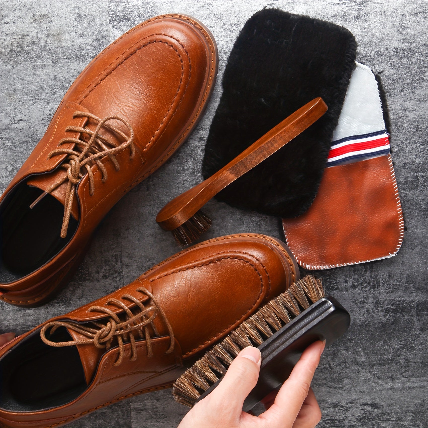 Horsehair Shine Shoes Brush Kit